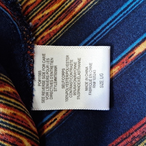 Bobeau Split Side Mock Neck Stripe Tunic Blouse - Picture 11 of 16